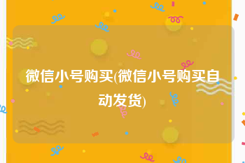 微信小号购买(微信小号购买自动发货)