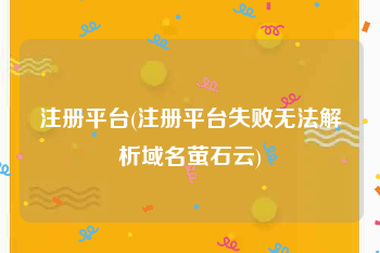 注册平台(注册平台失败无法解析域名萤石云)