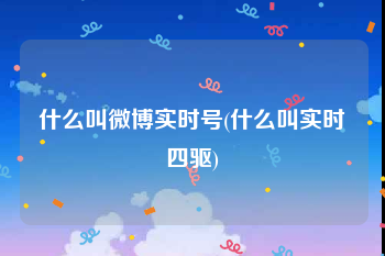 什么叫微博实时号(什么叫实时四驱)