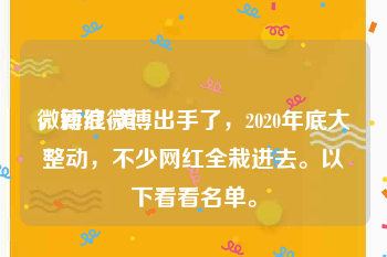 微博红v黄
，新浪微博出手了，2020年底大整动，不少网红全栽进去。以下看看名单。