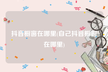 抖音橱窗在哪里(自己抖音橱窗在哪里)