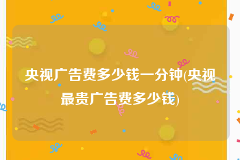 央视广告费多少钱一分钟(央视最贵广告费多少钱)