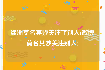 绿洲莫名其妙关注了别人(微博莫名其妙关注别人)