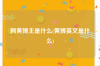 网黄博主是什么(黄博英文是什么)