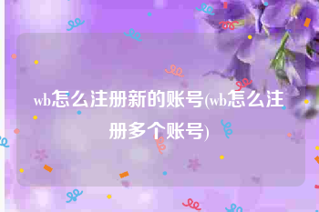 wb怎么注册新的账号(wb怎么注册多个账号)
