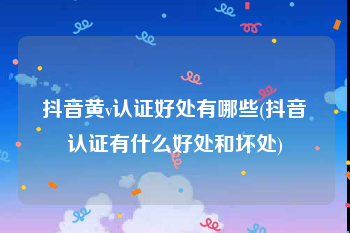 抖音黄v认证好处有哪些(抖音认证有什么好处和坏处)