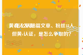 黄v怎么认证
，有人发表3篇文章、粉丝18人但黄v认证，是怎么争取的？