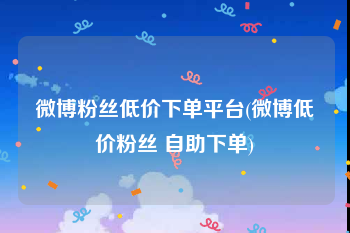 微博粉丝低价下单平台(微博低价粉丝 自助下单)