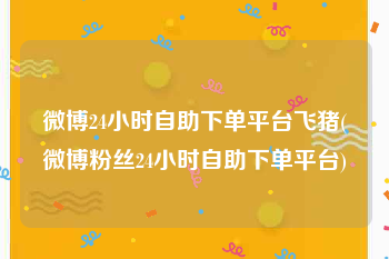 微博24小时自助下单平台飞猪(微博粉丝24小时自助下单平台)