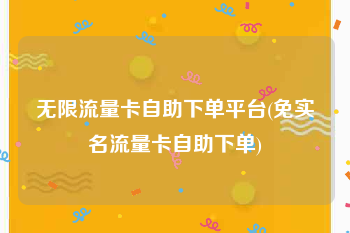 无限流量卡自助下单平台(免实名流量卡自助下单)