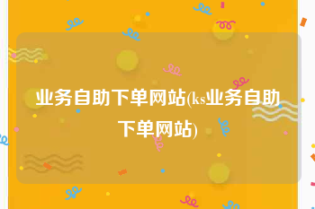 业务自助下单网站(ks业务自助下单网站)