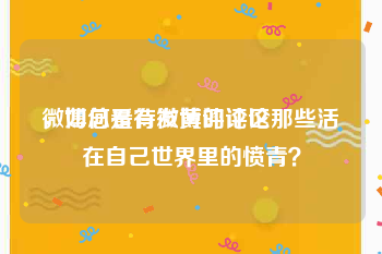 微博总是有发黄的评论
，如何看待微博评论区那些活在自己世界里的愤青？