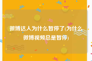 微博达人为什么暂停了(为什么微博视频总是暂停)