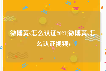 微博黄v怎么认证2021(微博黄v怎么认证视频)