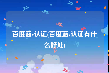 百度蓝v认证(百度蓝v认证有什么好处)
