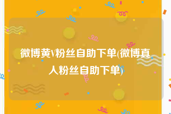 微博黄V粉丝自助下单(微博真人粉丝自助下单)