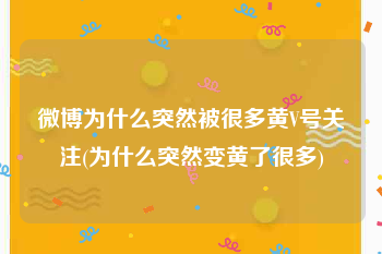 微博为什么突然被很多黄V号关注(为什么突然变黄了很多)