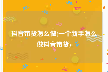 抖音带货怎么做(一个新手怎么做抖音带货)