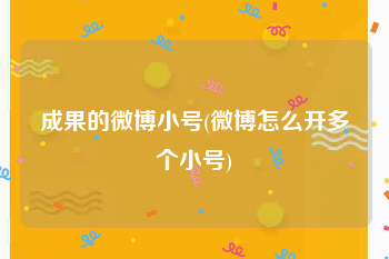成果的微博小号(微博怎么开多个小号)