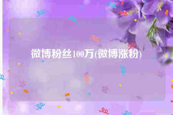 微博粉丝100万(微博涨粉)