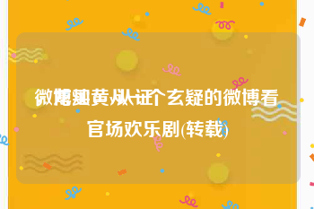 微博买黄v认证
，龙灿：从一个玄疑的微博看官场欢乐剧(转载)