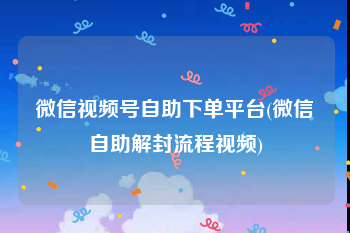 微信视频号自助下单平台(微信自助解封流程视频)
