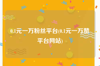 0.1元一万粉丝平台(0.1元一万赞平台网站)