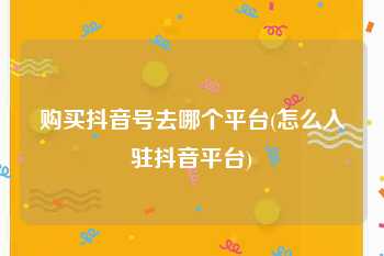 购买抖音号去哪个平台(怎么入驻抖音平台)