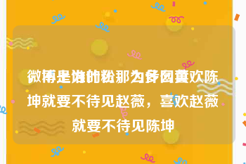 微博上为什么那么多网黄
，不是谁的粉，为什么喜欢陈坤就要不待见赵薇，喜欢赵薇就要不待见陈坤