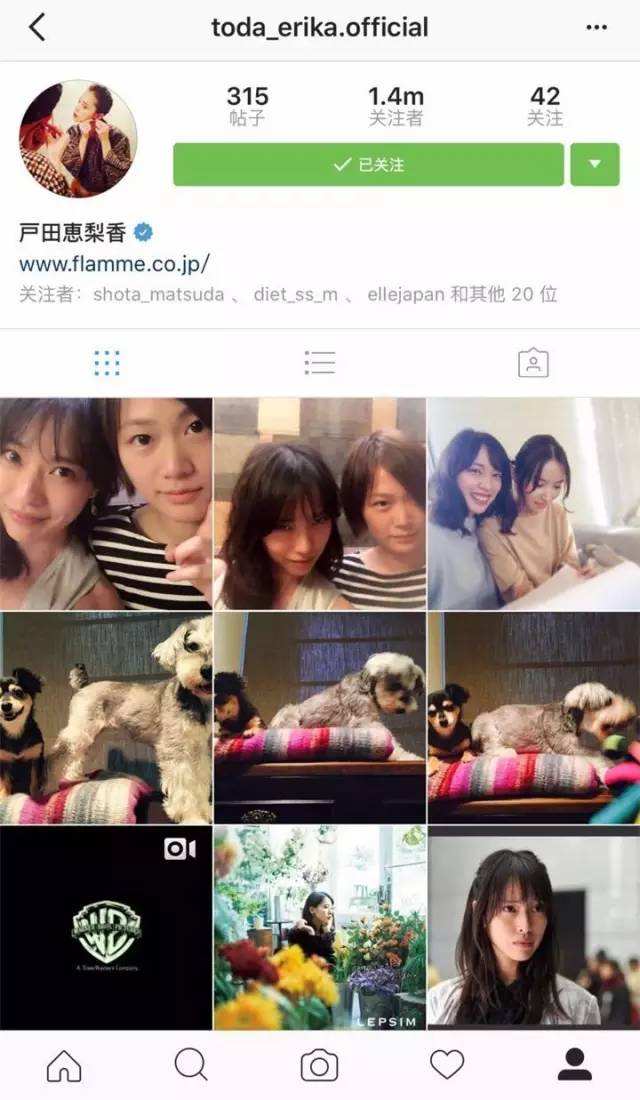 关于中国明星instagram账号的信息