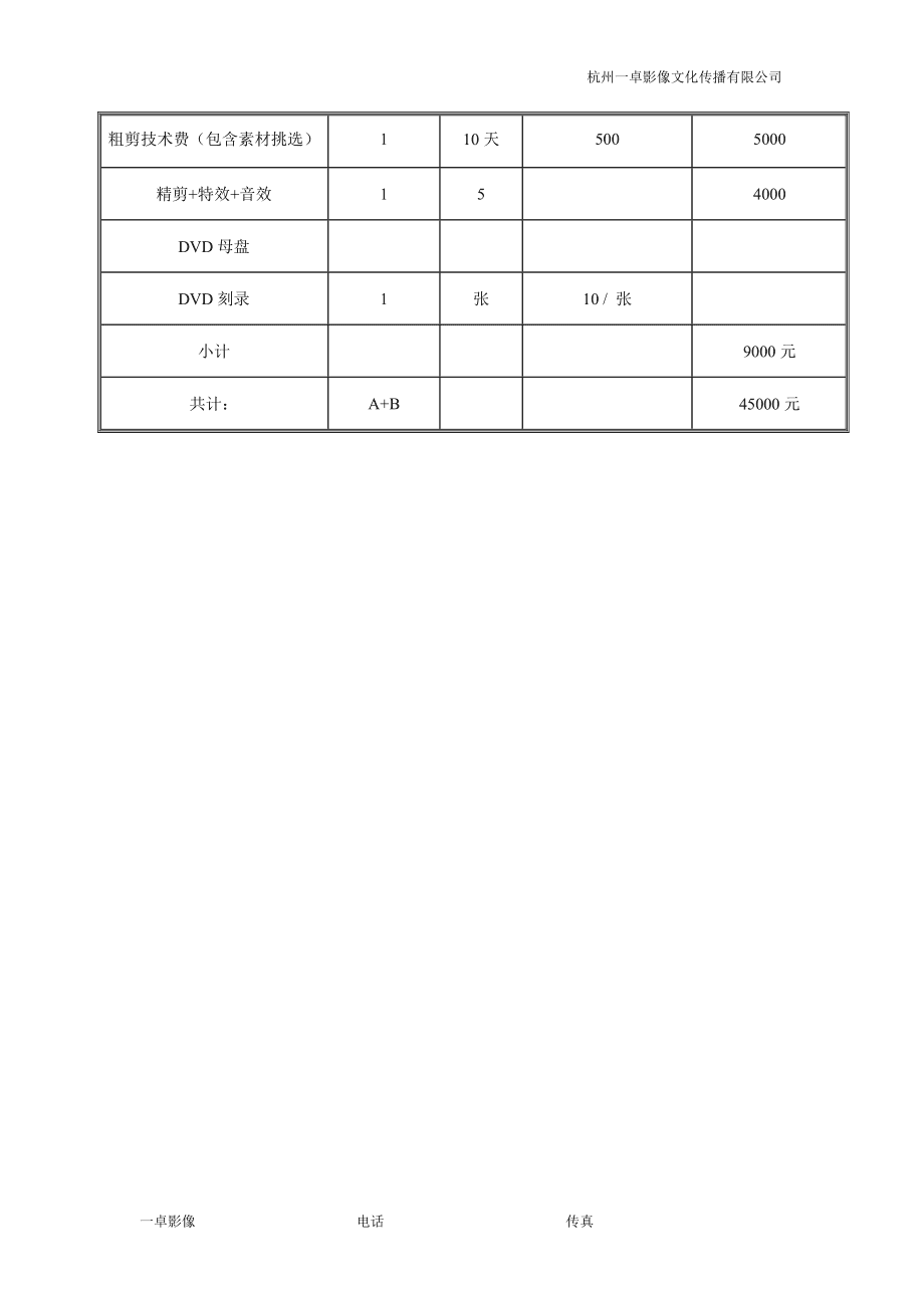 短视频制作收费报价表(短视频制作收费报价表模板)